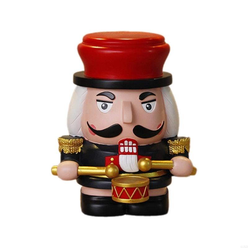 62KD Decorative Nutcrackers Figure Coin Banks Resins Christmas Figurine for Saving and Seasonal Cheer