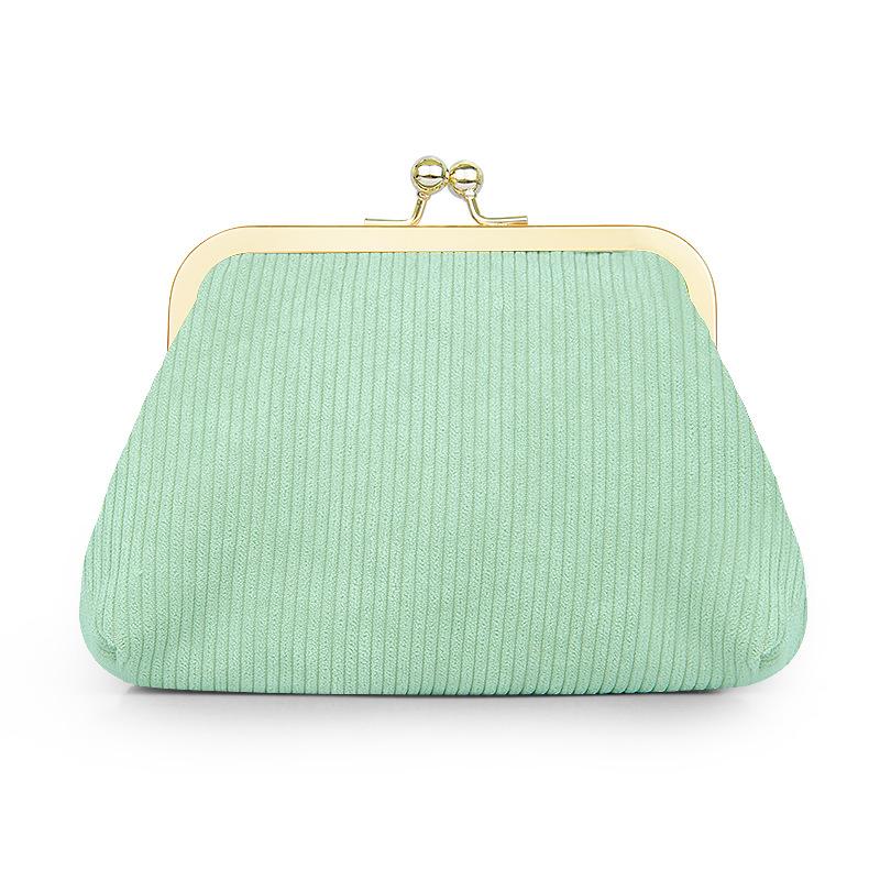 Trendy Sequined Clip Bag Women Portable Travel Makeup Bag Lipstick Corduroy Pu Storage Bag Gold-plated Metal Clip Design Wallet