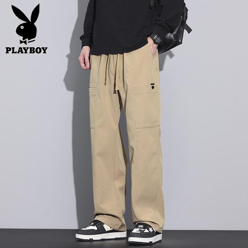 Playboy Men's Loose Fit Straight Leg Cargo Pants