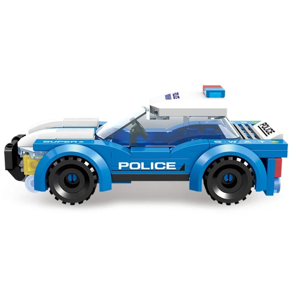 100PCS Blue Police Car Building Blocks Set, Creative Construction DIY Toy, Gift for Kids Boys Children