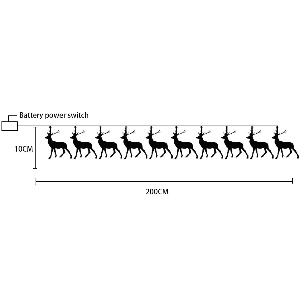 10LED 2M Deer LED String Light Battery Operated Reindeer Indoor Decoration For Home Christmas String Lights Outdoor Xmas Party