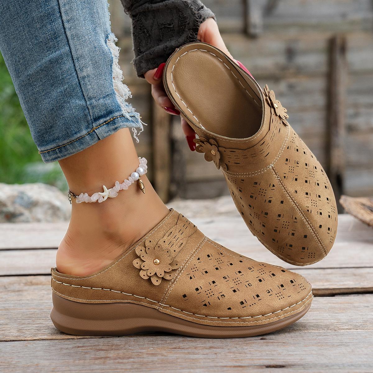 

Модные легкие женские мюли-шлепанцы на танкетке, летняя обувь с вырезами, женские туфли больших размеров на толстой подошве, уличные сандалии, женские шлепанцы 36 хаки