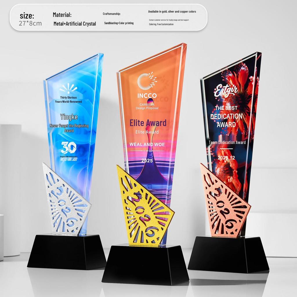 Dazzling Custom Crystal Trophy for Exceptional Employee Achievement and Event Commemorations - Professional Design and Engraving