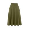 Women's High Waist Knee Length Elastic Knit A-Line Stretch Flared Casual Midi Skirt