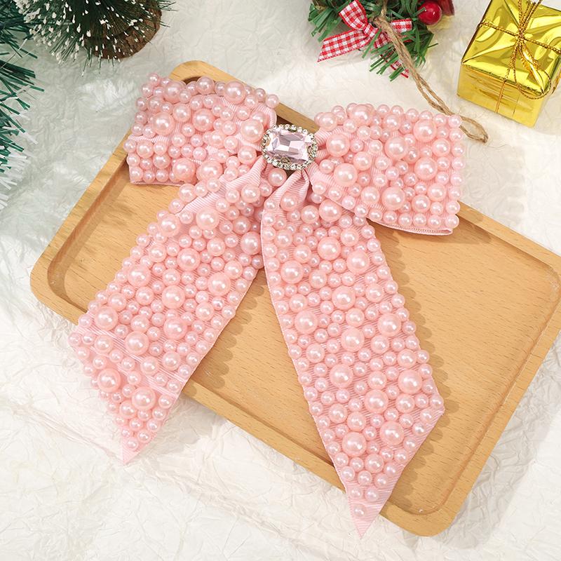 

Милые жемчужные бусины бант заколка для волос лента бант заколки для женщин Y2K аксессуары для волос шпилька головной убор розовый