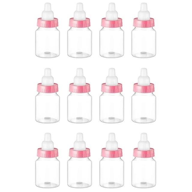 12Pcs Baby Bottle Baby Shower Favor Plastic Candy Bottle Mini Feeding Bottle for Birthday Baby Shower Gift Decor