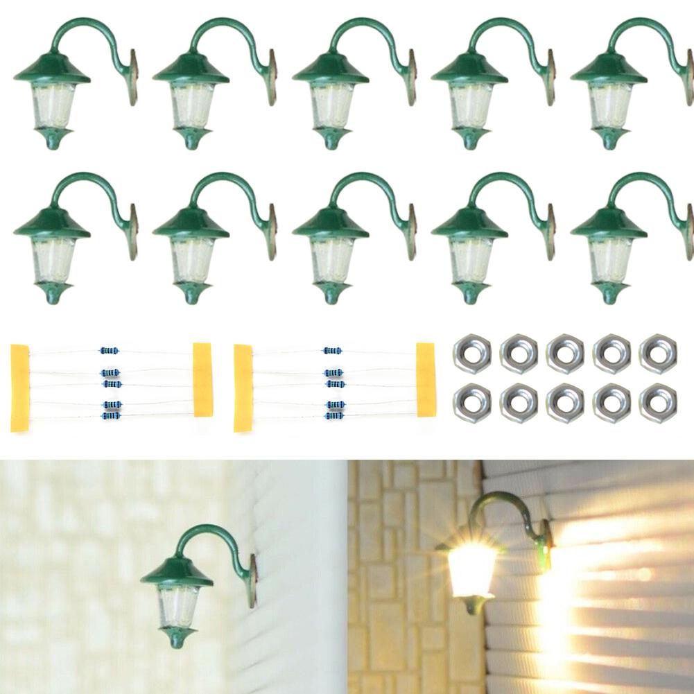 Wall Lamps LED Street Lamps 1-Flame For H0 Houses Building Set 10 Pcs Steel Column Model Lampposts For Railway & Building Layout