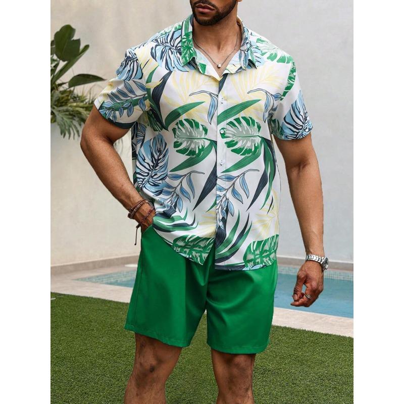 Men's Hawaiian Short-sleeved Shirt And Beach Shorts Set Beach Resort Men's Casual Shirt Summer Everyday Men's Sports Shorts