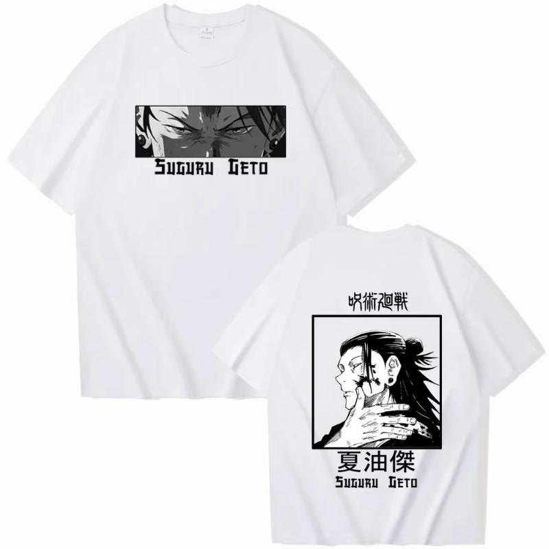 MINISO Japanese Anime Jujutsu Kaisen Suguru Geto Graphic Print T Shirt Fashion Unisex Casual Crew Neck Short Sleeve T Shirt