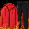 Autumn Winter Men Sets Men's Fashion Plus Fleece Thickened Warm Pure Cotton Hooded Sportwear Suit Man Casual Tracksuits