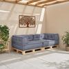 Modular Sofa Set 3 Pcs Grey 140 X 70 X 36 Cm Fabric