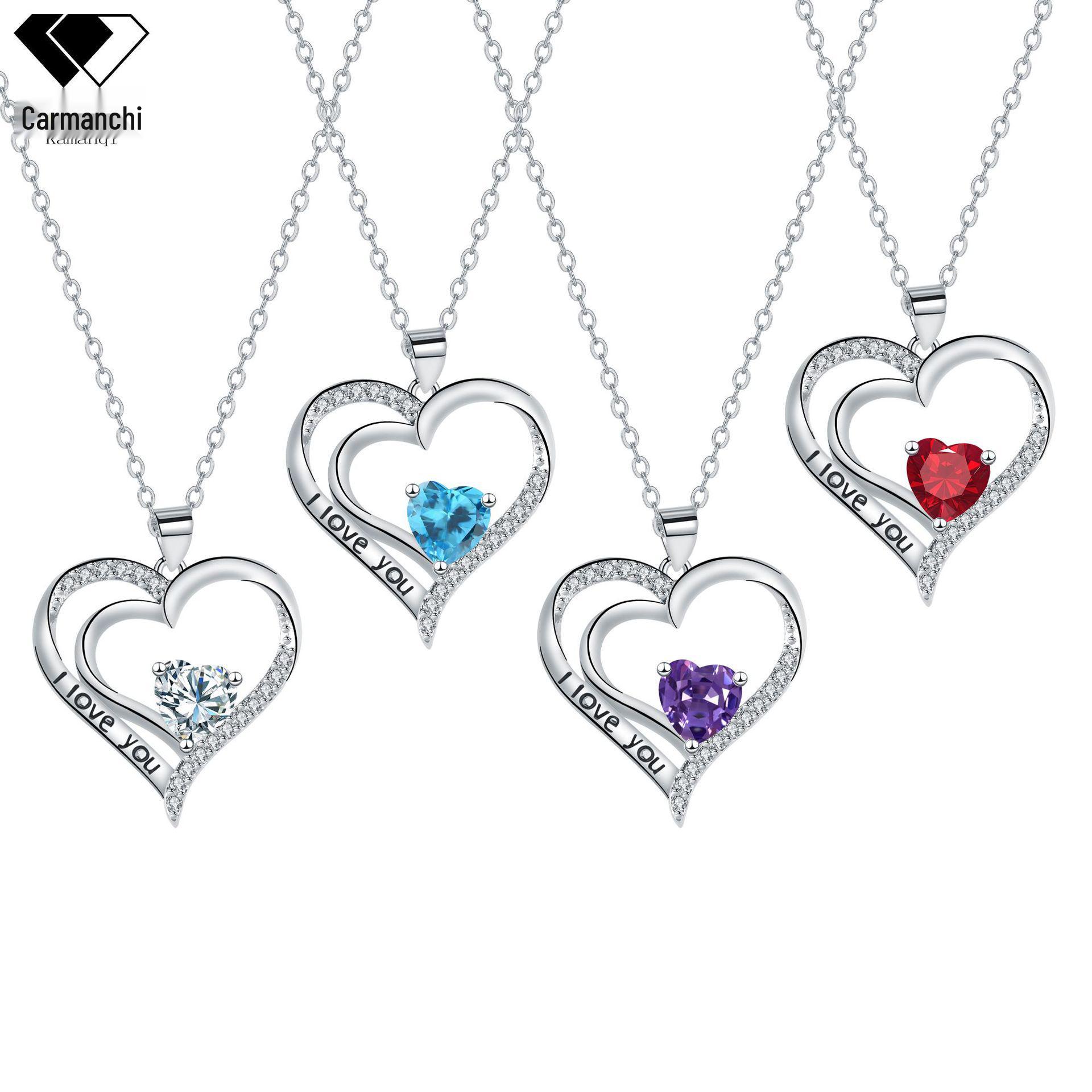 

Double Heart Pendant Necklace - Women s Jewelry Gift for Mom червоний