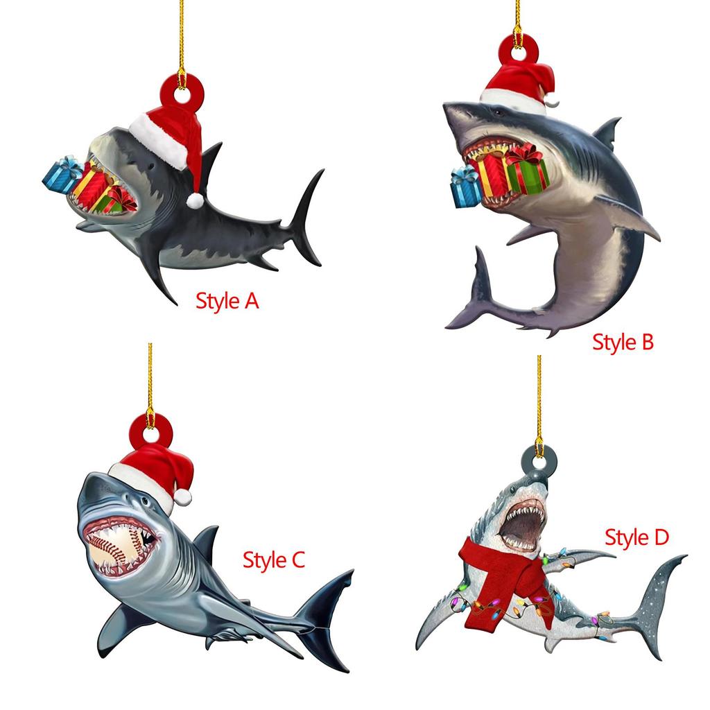 Christmas Hanging Decorations Wooden Pendant Cute Shark Decoration Christmas