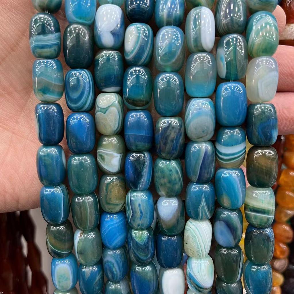 10x14mm Natural Crystal Striped Agate Drum Beads for Jewelry and DIY Accessories