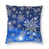 Winter Lights Snowflakes Square Pillowcase Polyester Linen Velvet Printed Zip Decor Home Cushion Case 18"