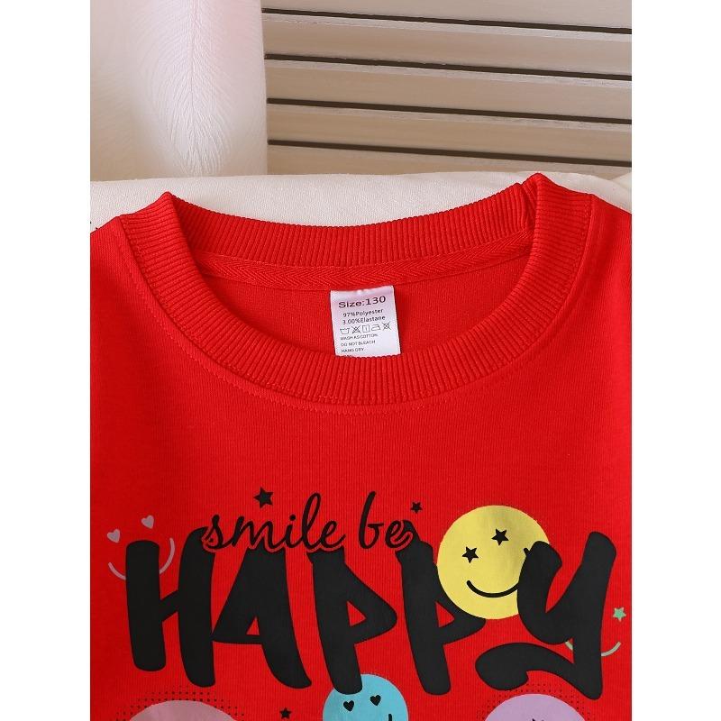 European sizes Kids' Crewneck Sweatshirt Smile Be Happy And Spread Kindness , Sportswear And Casual Wear, Soft And Comfortable, Children's Clothing