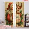 2pcs,2D Plane Printing Window Curtain Santa & Reindeer (2) Durable 100% Polyester Fabric (without Rod) Decorations For Home