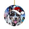 2D Christmas Cat Dog with Hat Pendant Decorative Acrylic Cat Xmas Tree Hanging Ornaments Cartoon Hanging Xmas Dogs Cat Keychain