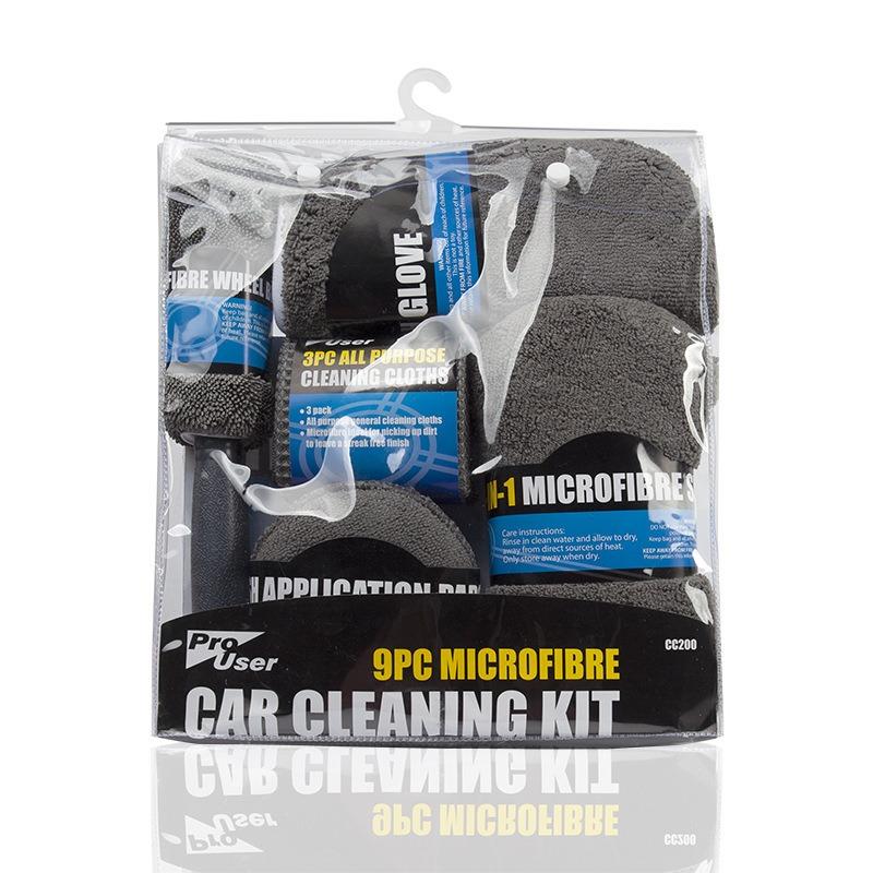 9-piece Car Washing and Cleaning Kit, Car Washing and Wiping Towels, Polishing and Waxing Tires, Brushing Gloves, Car Cleaning Tools 9-piece set серый