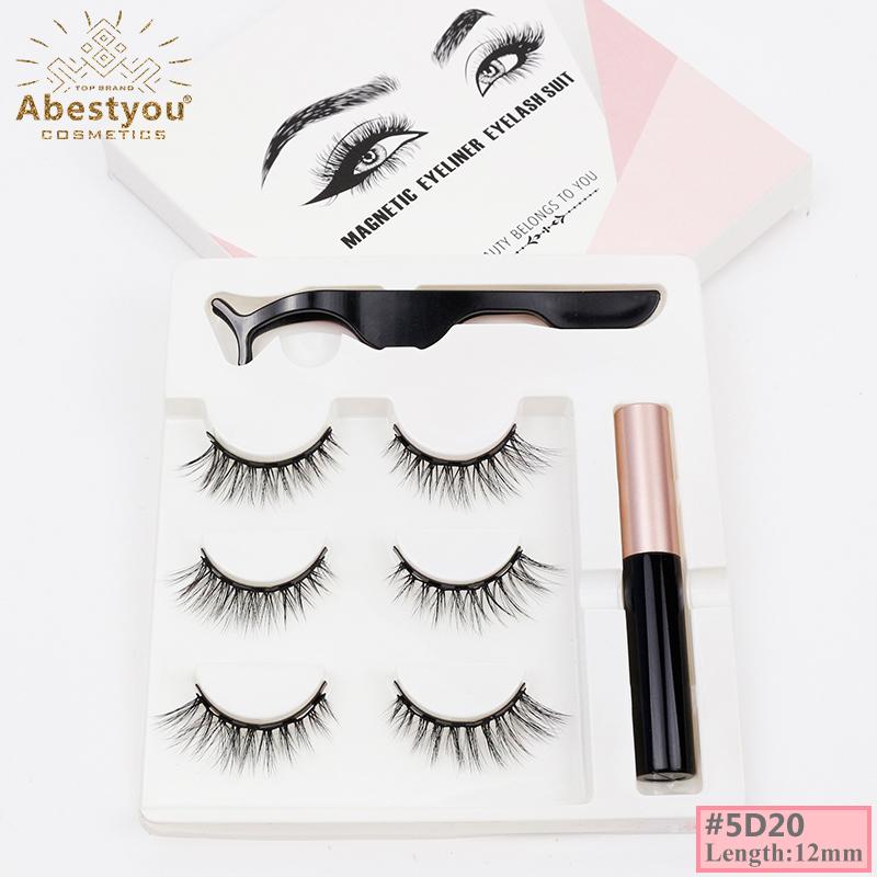 Abestyou Handmade Highest Quality Faux Mink Magnetic Eyelashes with 5 Magnets Light & Strong Magnetic Reusable