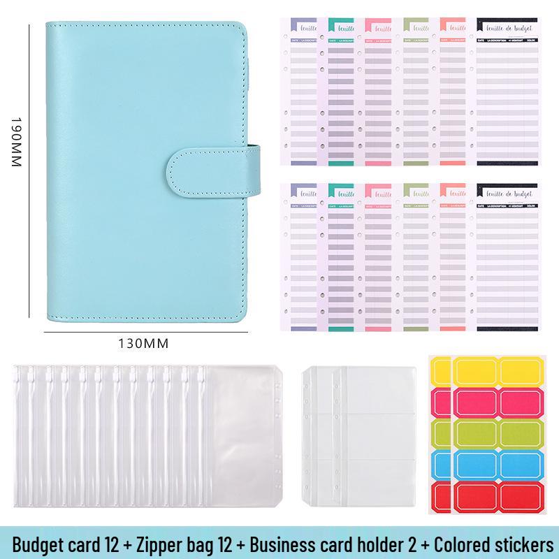 A6 Macaron Leather PU Loose-leaf Binder Notebook for Family Finance Budget Planning