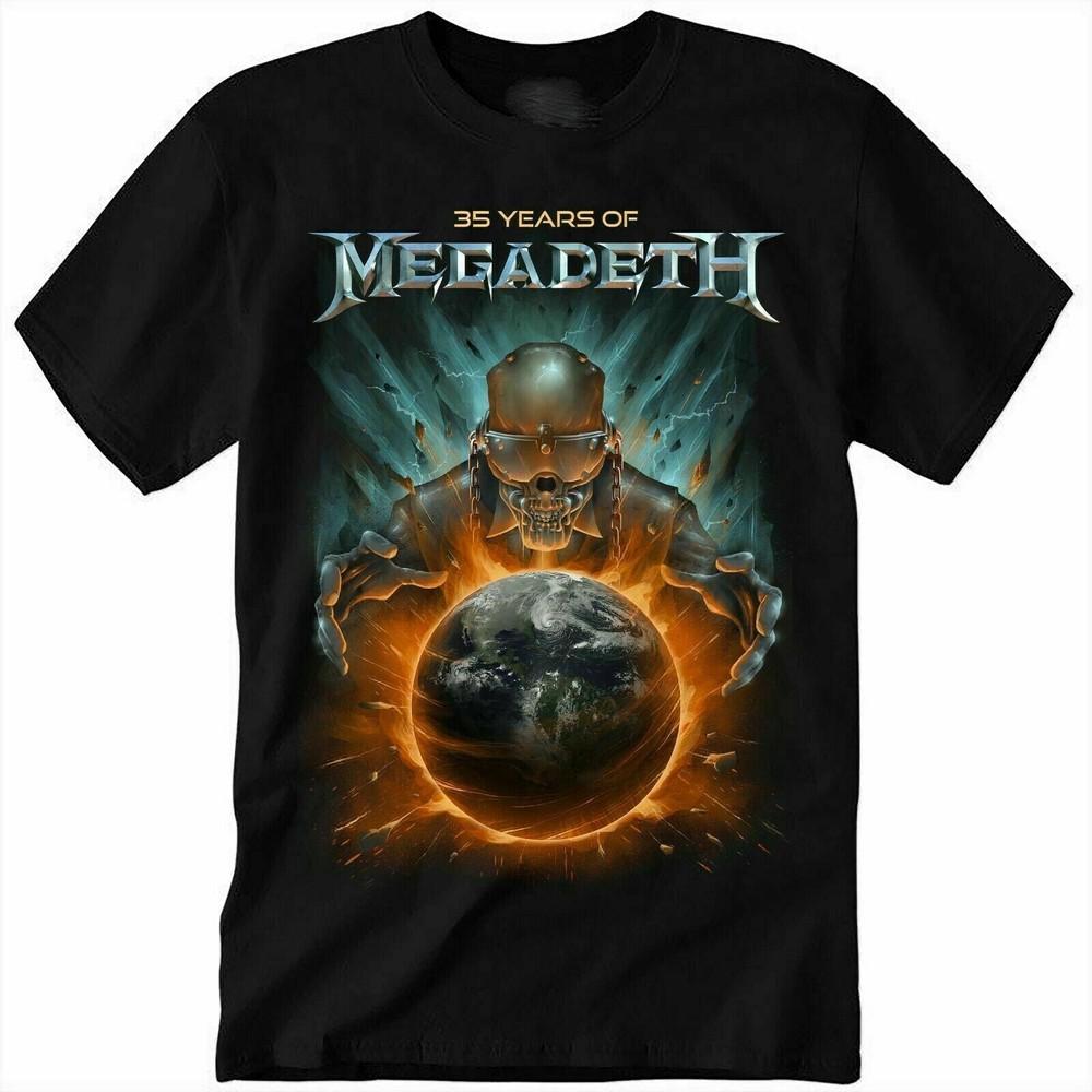 Винтажная черная хлопковая футболка Megadeth 35-й юбилейный выпуск, унисекс, все размеры, BL373 S