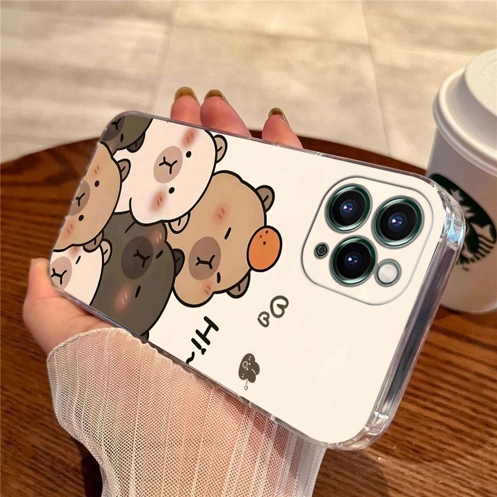 Capybara Cute Transparent Case For Apple iPhone 17 16 15 14 13 12 11 Pro Max 16 Plus 16E 17Air 17Pro Phone Cover Silicone Funda