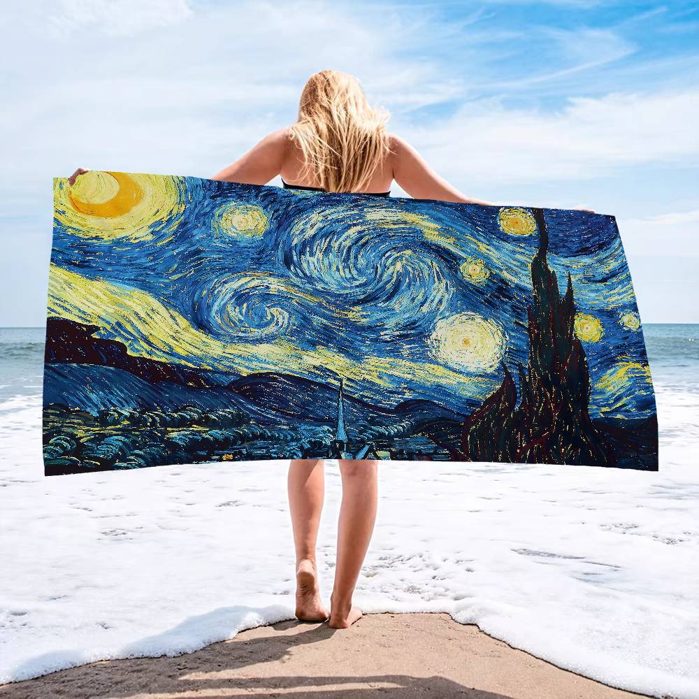 Famous Paintings Willem Van Gogh Bath Towel Microfiber Soft Water Absorbing Breathable For Girl Kids Decorative Beach Towel