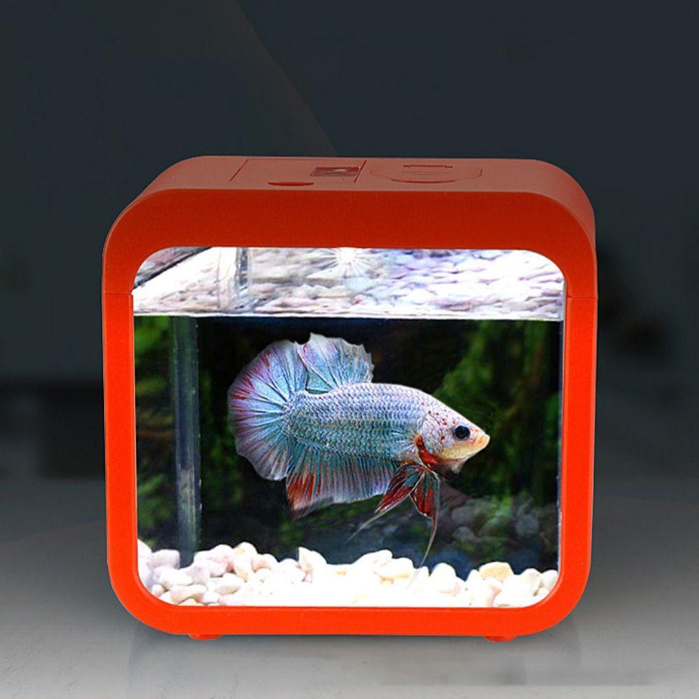 Transparent Fighting Fish LED Fish Tank Plastic Building Block Fish Tank  Office