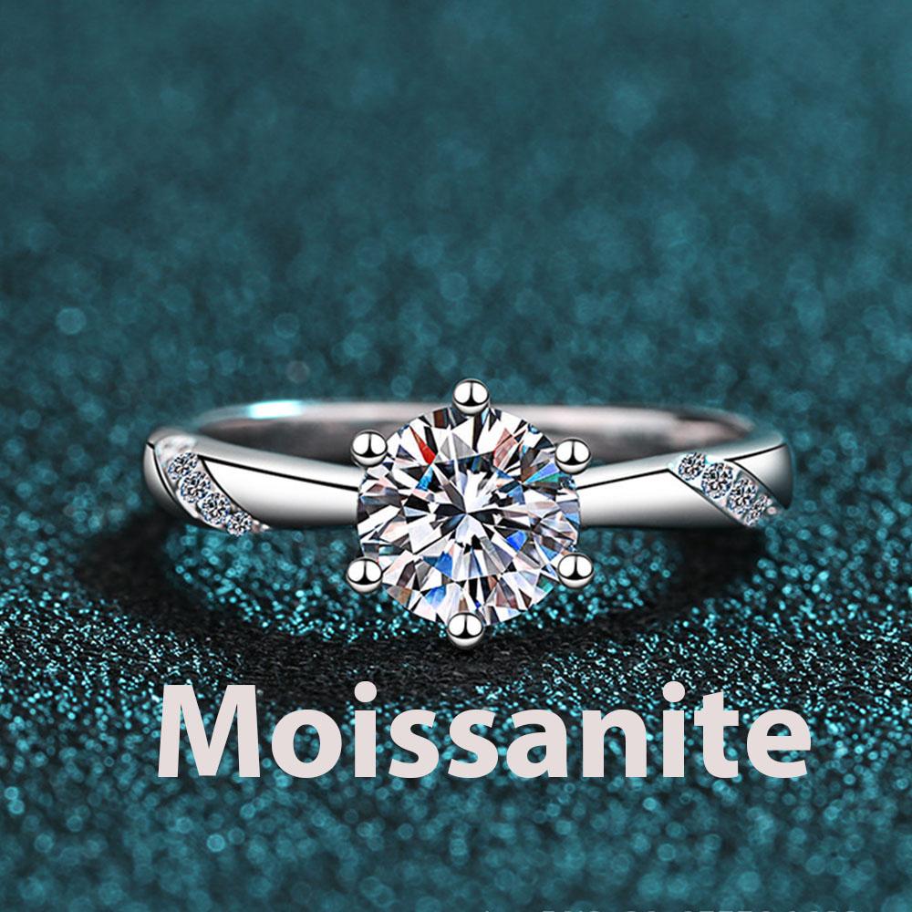 0.5-2ct D Color Moissanite Engagement Ring for Women 925 Silver Gold Plated Solitaire Rings