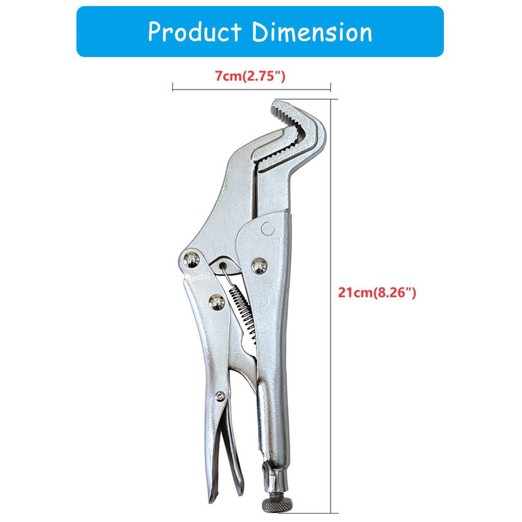 Grip Pliers Solid Pipe Clip Repair Welding Pliers Adjustable Jaw Grips Pliers Curved Jaw Locking Pliers for Industries