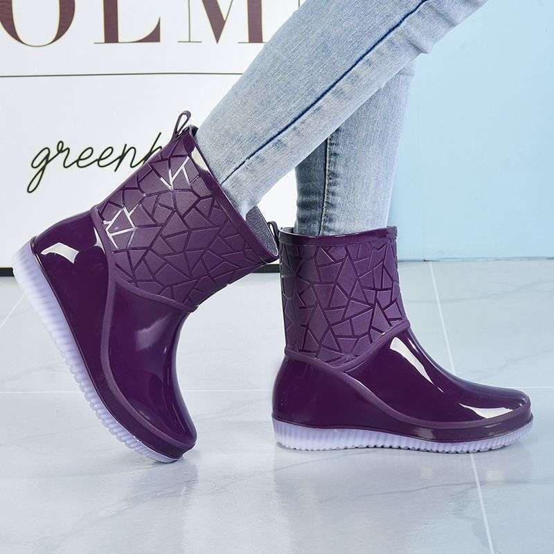 

Fashion work short rain boots women s summer kitchen overshoes thickened non-slip rain shoes outer wear rubber shoes kitchen waterproof shoes 41