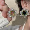 Silver Needle Niche Fashion Rhinestone Geometric Stud Earrings: Light Luxury, High-End Feel, Exaggerated Design for Women.