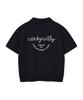 WACKY WILLY Women'S Typo Logo Half-Zip Short Sleeve Dark Navy
