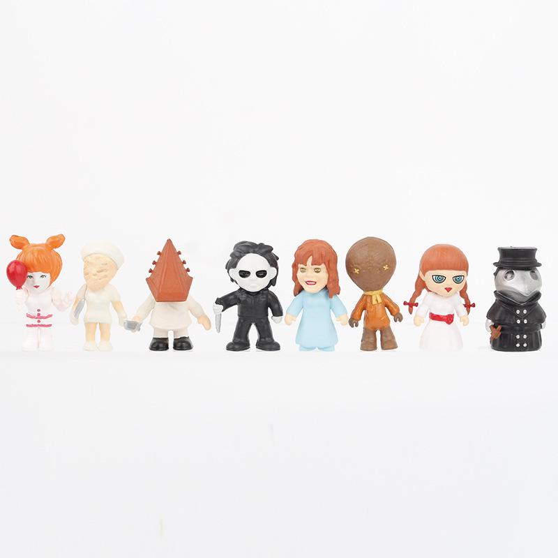 24Pcs/Set High Quality Horror Movie Anime Characters V for Vendetta Chucky Freddy Jason Scary Saw PVC Action Figures Toys Gift