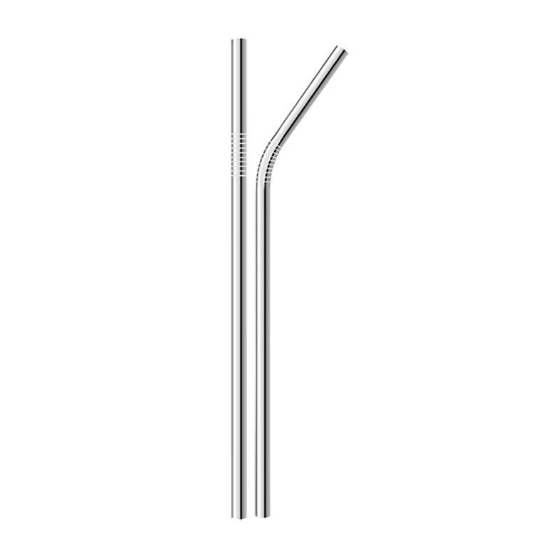 New Stainless Steel Suction Card Straw Set, Milk Tea Beverage Bar, Western Round Solid Color Straw Set