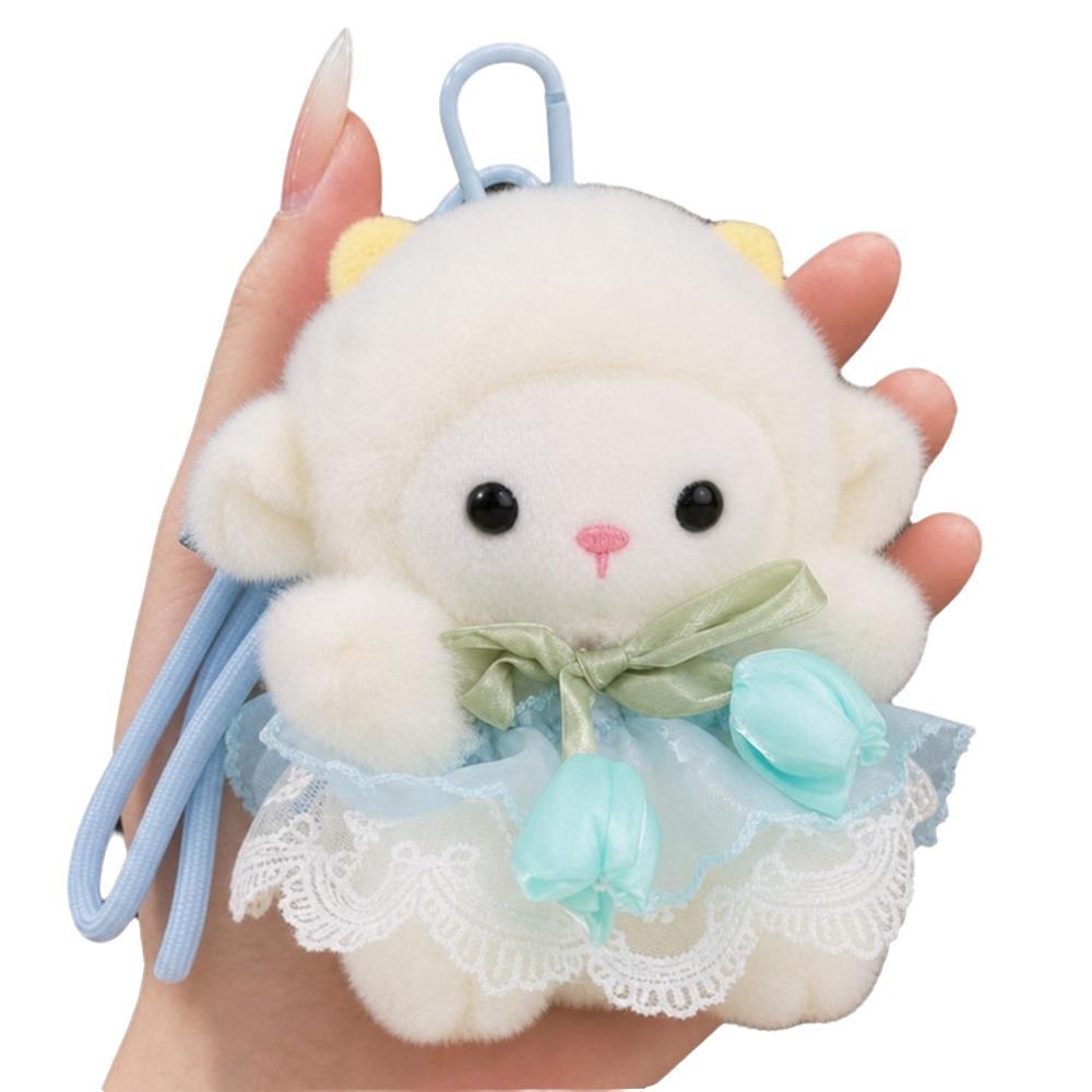 Cute Plush Sheep Keychain Lamb New Year Sheep Bag Pendant Tulip Lamb Doll Hanging Decoration