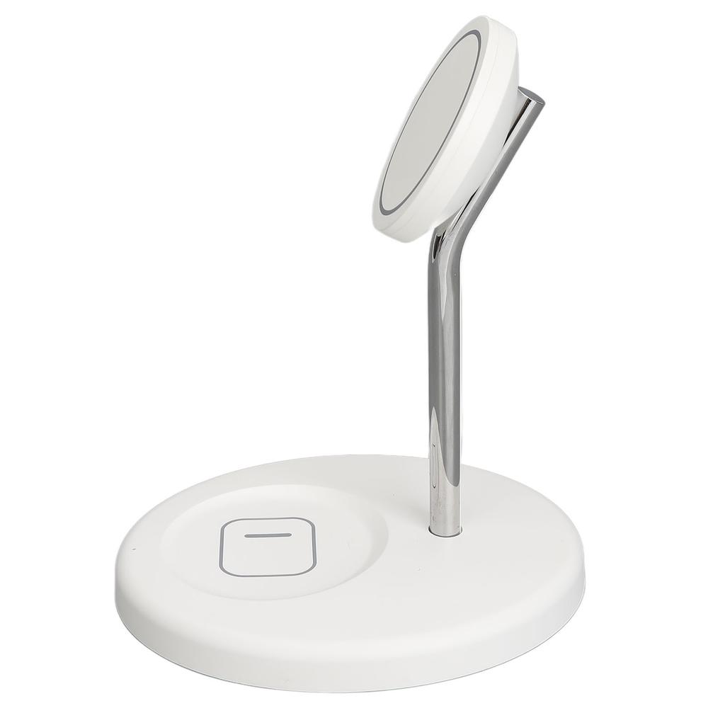 2 in 1 Magnetic Wireless Charger Metal and ABS White Wireless Charger Stand for IPhone 12 13 14
