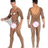Plus Size Men's Black Sexy Lingerie Fishnet Body Stockings Male Underwear Exotic Lingerie for Man Open Crotch Transparent Tights Comfortable Stretchy