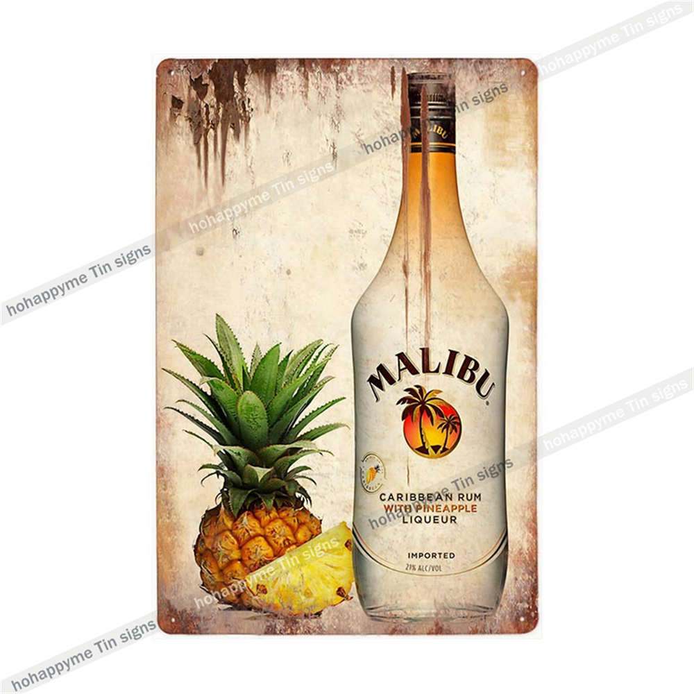 Segno di Latta Malibu Rum Pittura Metallica Targhetta Per Bar Pub Club Caffè Decorazione Adesivo Murale Poster Famiglia Targhe 20x30cm