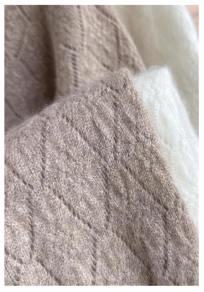 Women's Pure Cashmere High Neck Crochet Knit Sweater