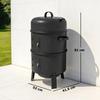 3-in-1 Vertical Charcoal Smoker with 2 Grill Grates, Built-in Thermometer, Adjustable Vent, 2 Doors