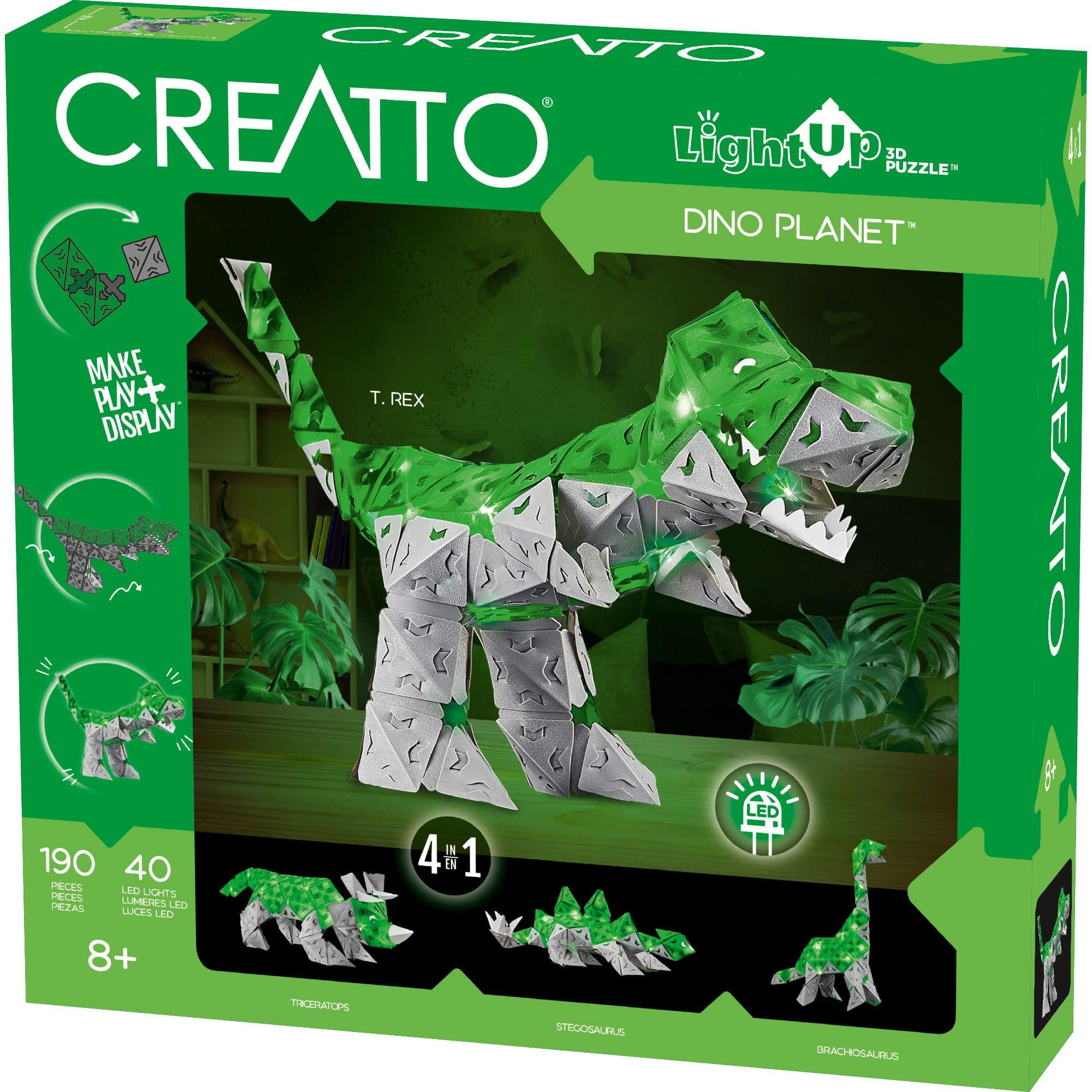 

Thames Kosmos Creatto Dino Planet Light Up 3D Puzzle Kit Включает в себя элементы головоломки Creatto для создания собственных световых поделок. Набор для самостоятельной работы со светодиодной подсветкой.