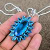Blue Topaz Gemstone Handmade 925 Sterling Silver Jewelry Pendant 2.48" KKG-287