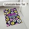 Floral Theme Soft Crystal Velvet Rug Custom Name & Text Print Non Slip Floor Rug for Bedroom Living Room