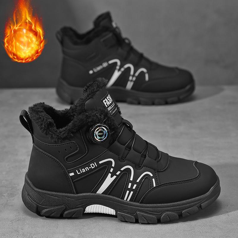 Winter Martin Boots Men s Velvet Warm Cotton Shoes High-top Fashion Men s Shoes British Style Tooling Boots 39 чёрный