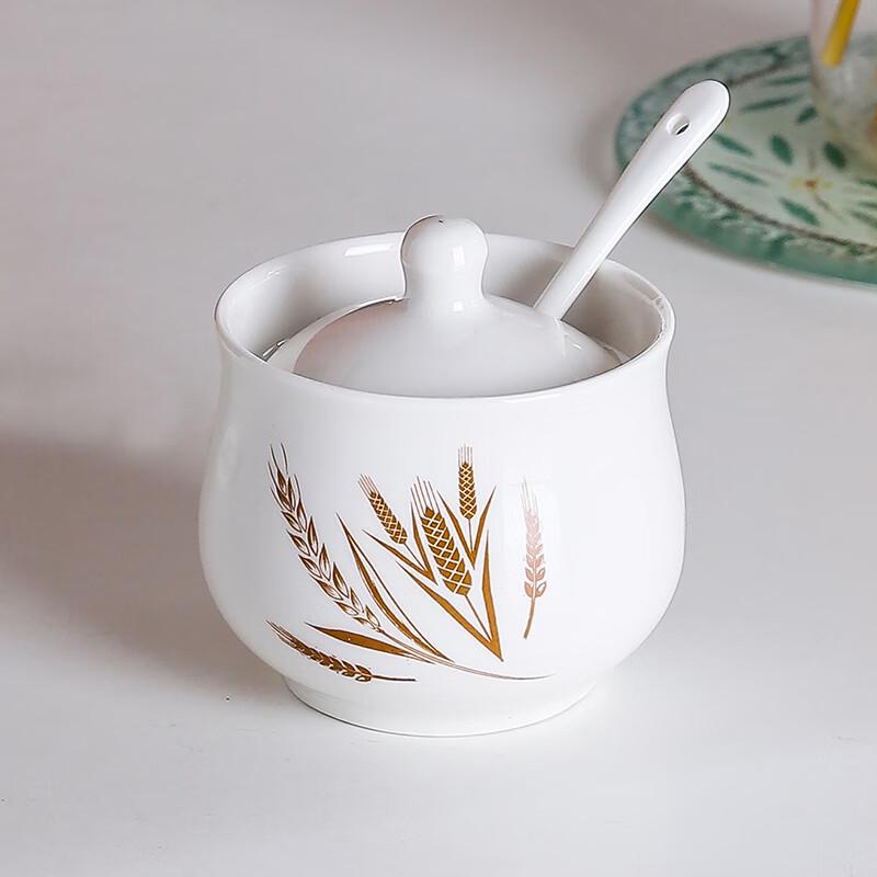 Thickened Ceramic Condiment Jar with Wooden Lid