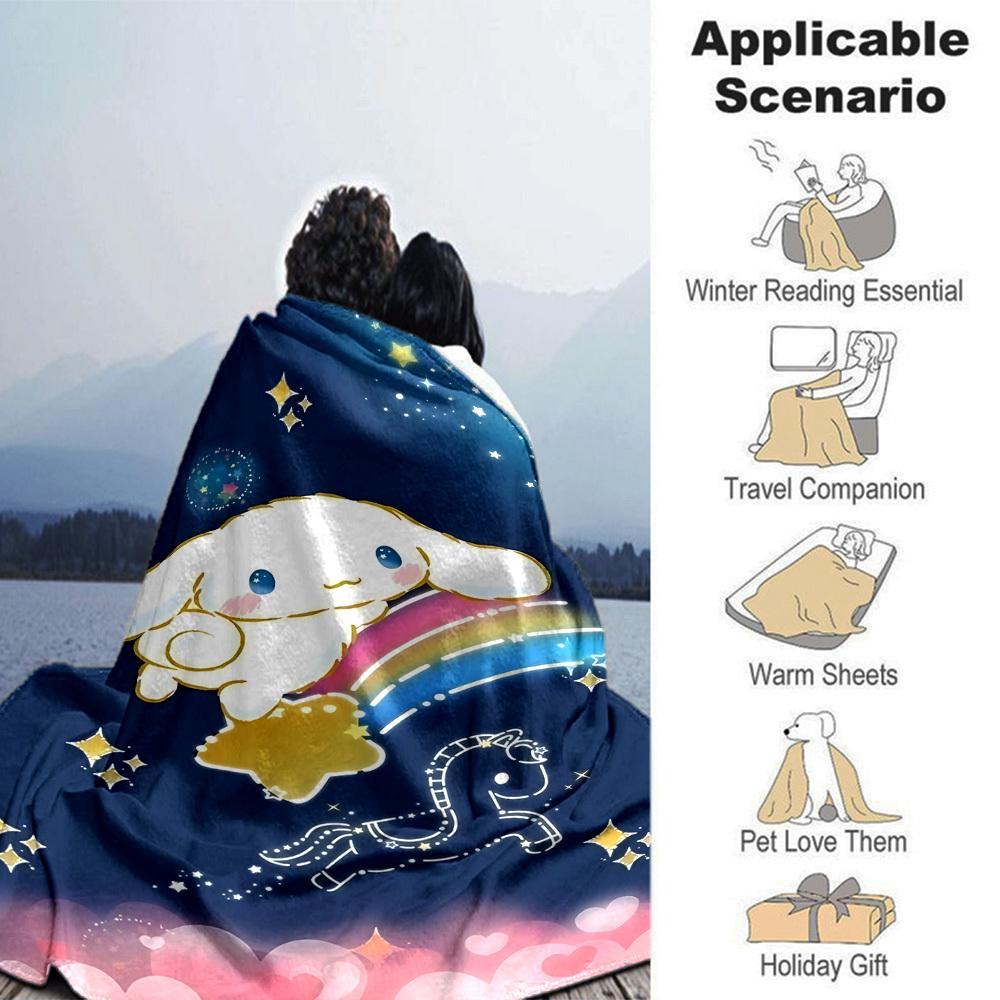 1pc Unicorn Rainbow Blanket Lightweight Flannel Throw for Sofa Bed Travel Camping Livingroom Office Couch Chair