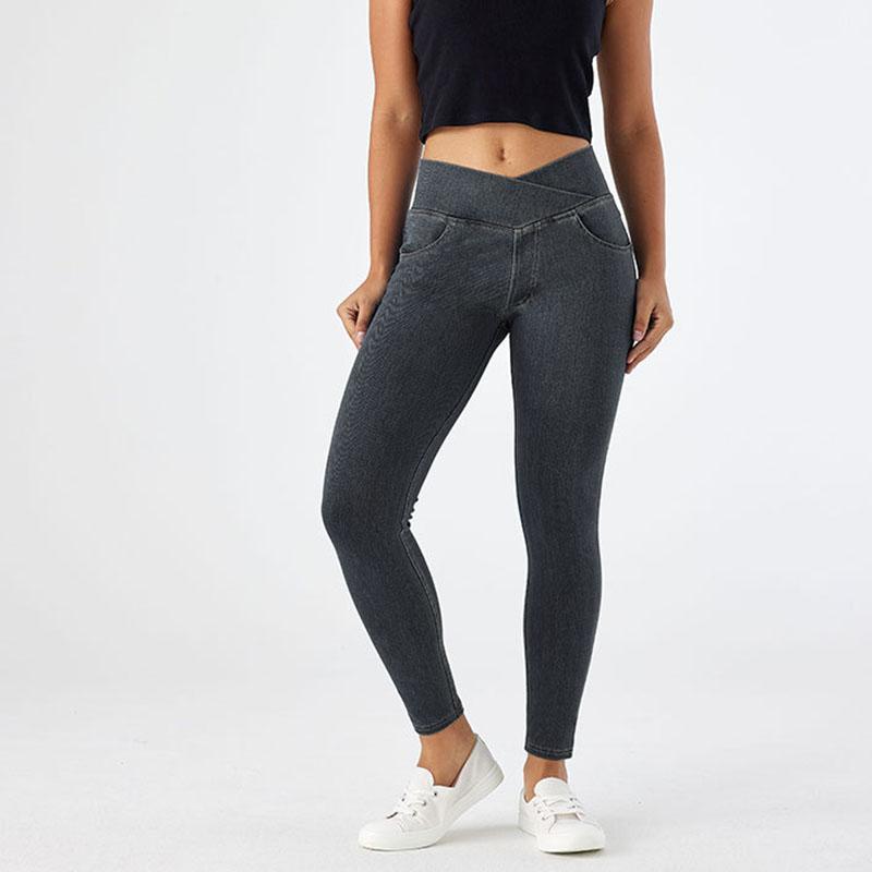Schlanke High-Waist Yoga-Jeans Damen sexy lässig Hochelastische Denimhose Damen