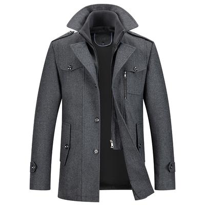 Manteau en laine d'automne et d'hiver pour hommes, mode d'âge moyen, manteau en laine à double couche, manteau